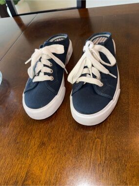 Tommy Hilfiger Navy Canvas Kids Lace-Up Sneakers with White Soles